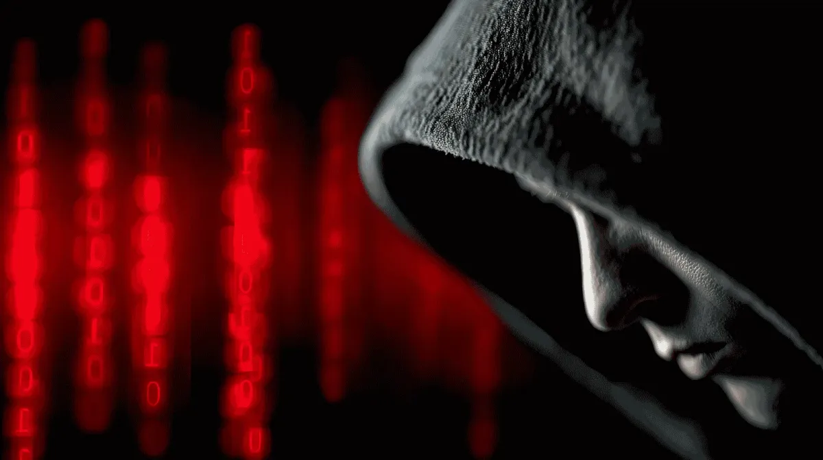 Cyber kriminal, cyber kriminalac, crvena pozadina, cybercrime