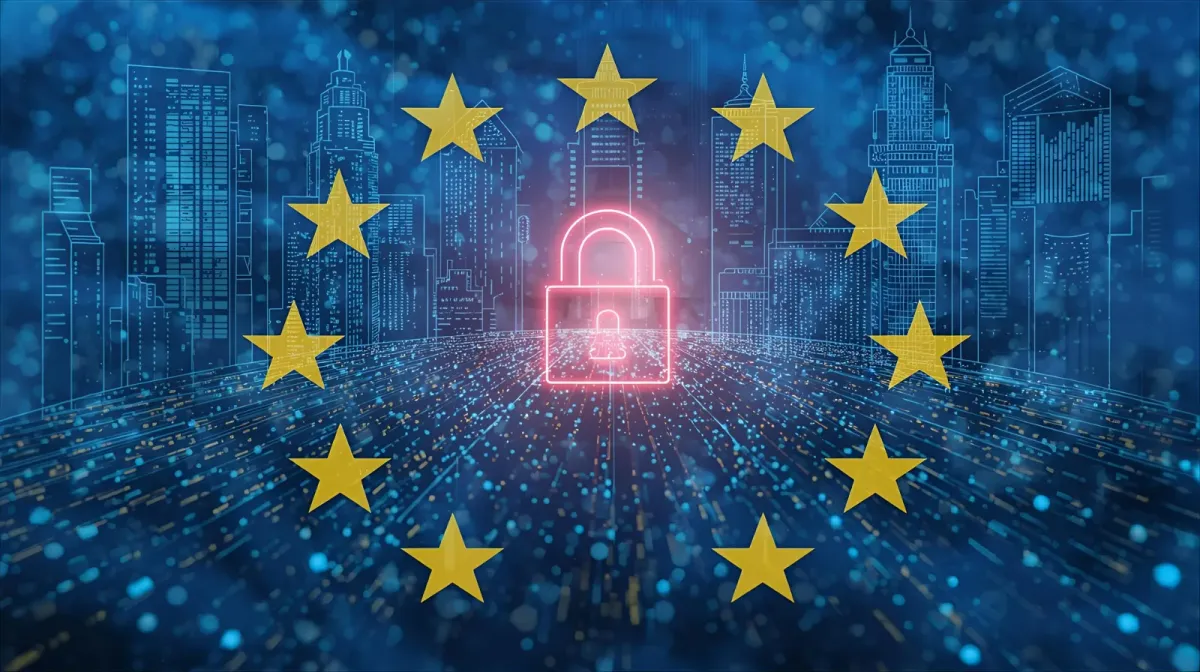 EU flag, Lock icon, Europe cyber threat, cybersecurity eu