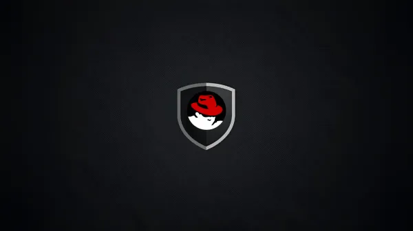 Red Hat logo, crna pozadina, štit
